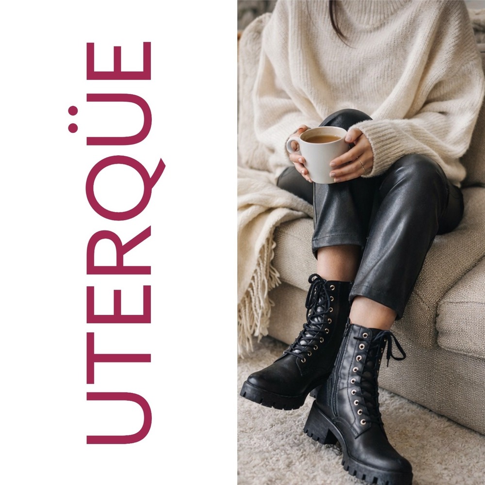 Uterqüe Black Quilted Leather Lace-Up Combat Boots Chunky Heel Luxe Utility EU40